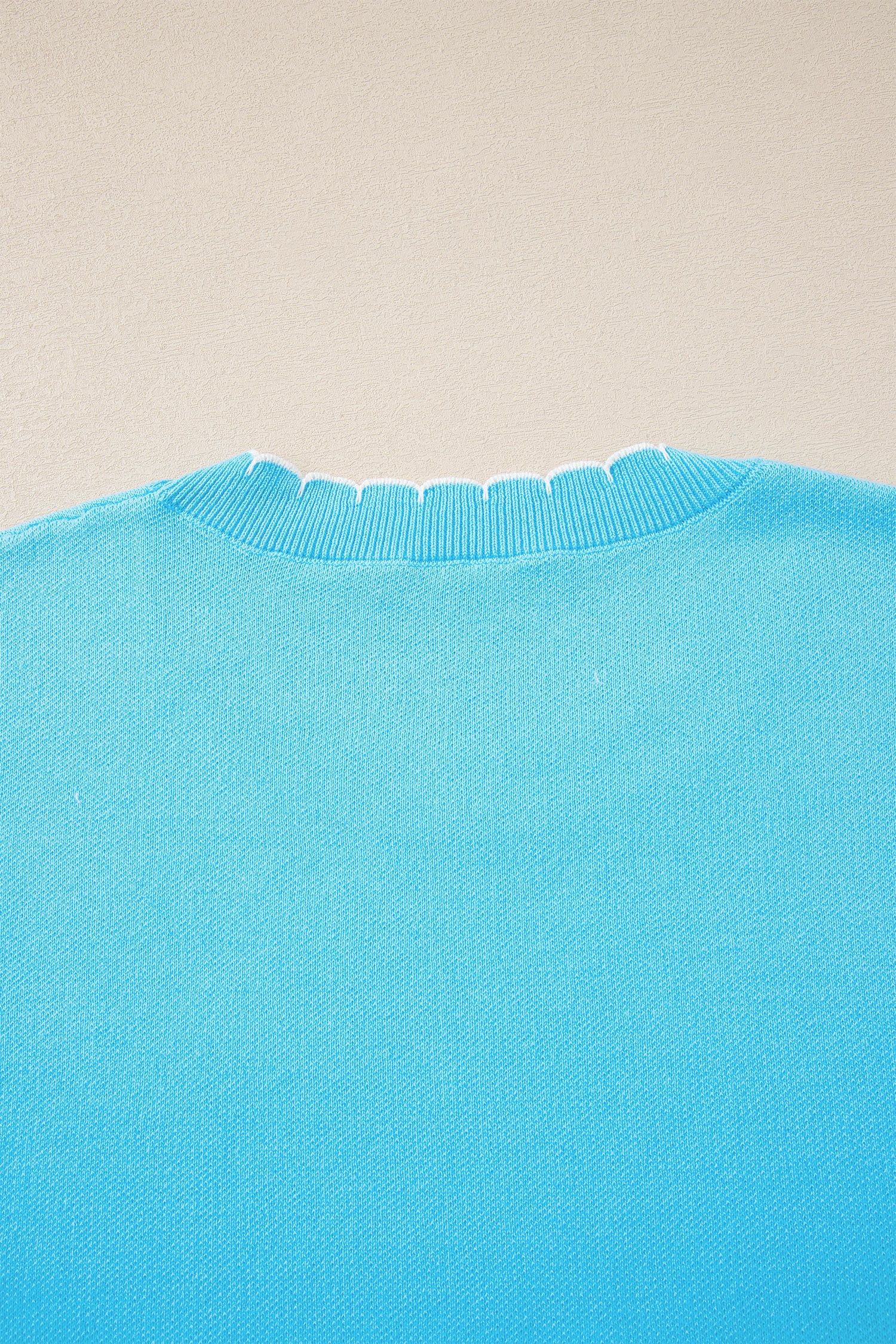 Light Blue Big Ribbon Bow Print Contrast Stitch Trim Drop Shoulder Sweater