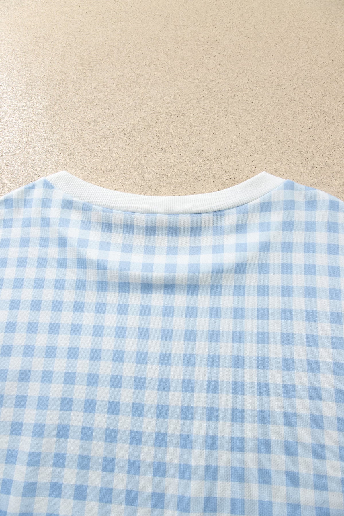 Light Blue Casual Plus Size Plaid Sweatshirt