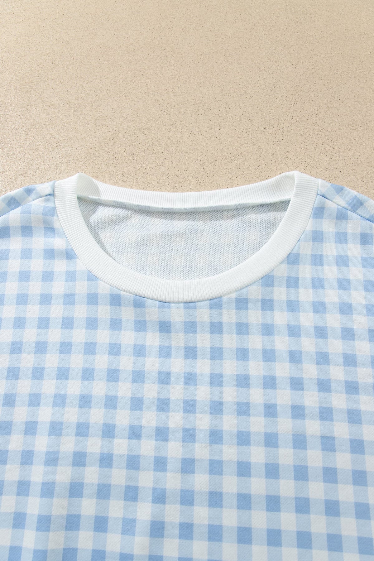 Light Blue Casual Plus Size Plaid Sweatshirt
