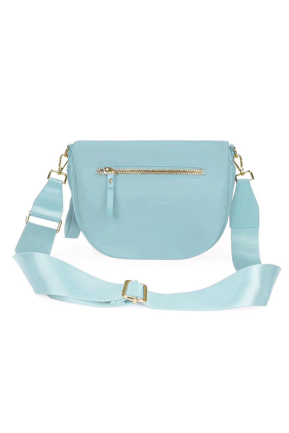 Light Blue Double Zip Crescent Shape Adjustable Sling Bag
