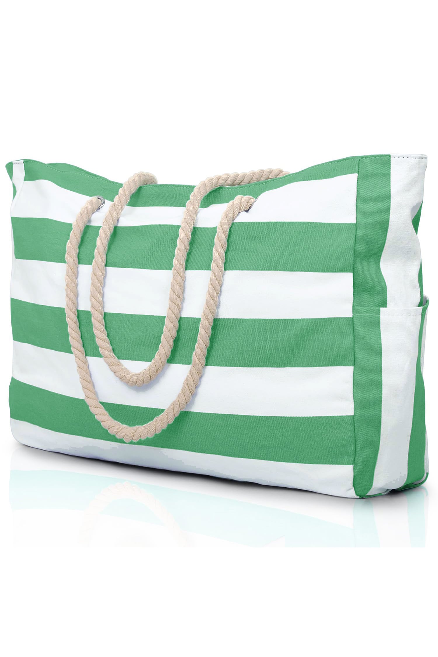 Light Blue Striped Waterproof Canvas Large Capacity Tote Bag