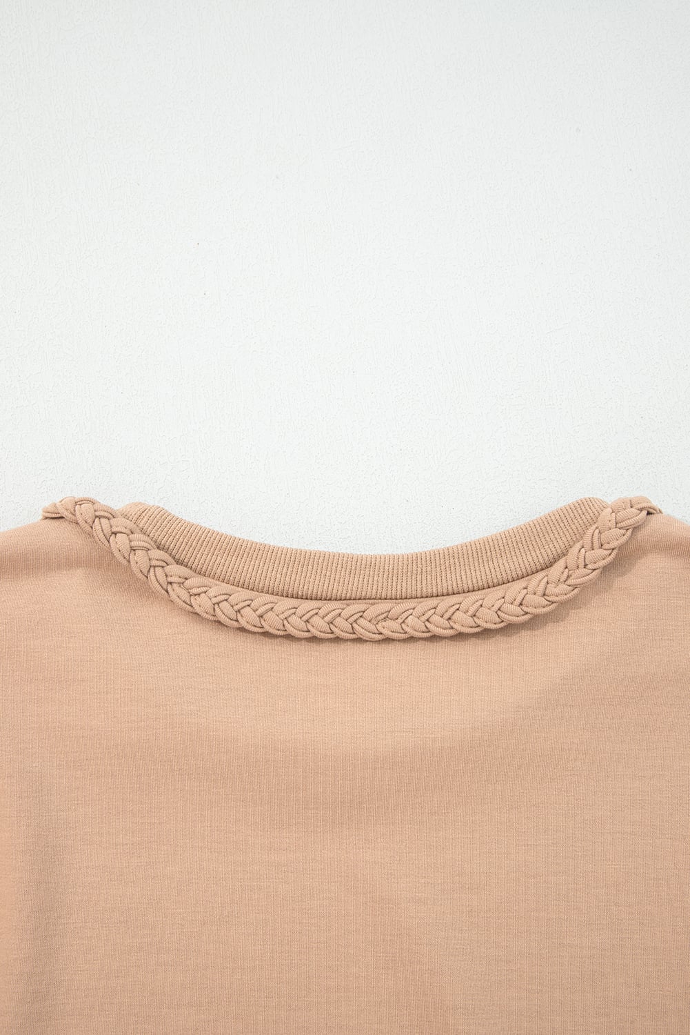 Light French Beige Braided Trim Puff Sleeve Dress