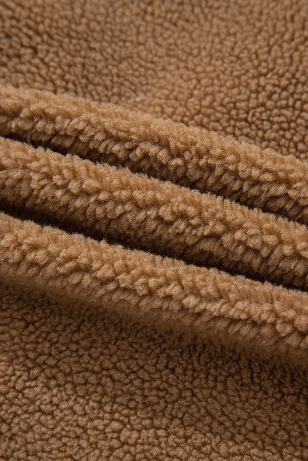 Light French Beige Contrast Trim Tie Front Sherpa Vest