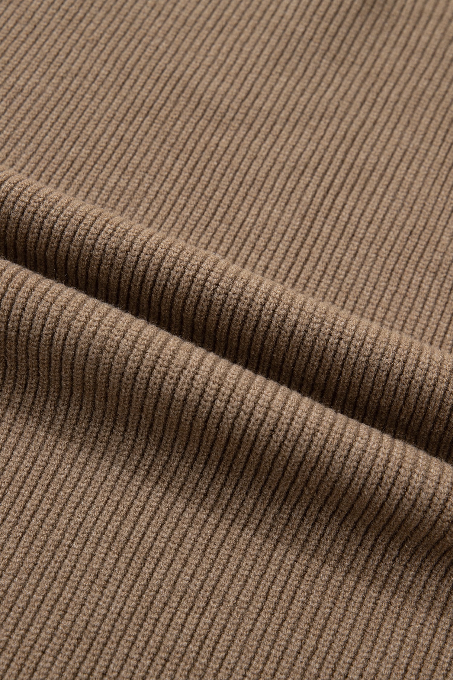 Light French Beige Solid Color Ribbed Knit Mock Neck Loose Sleeveless Sweater
