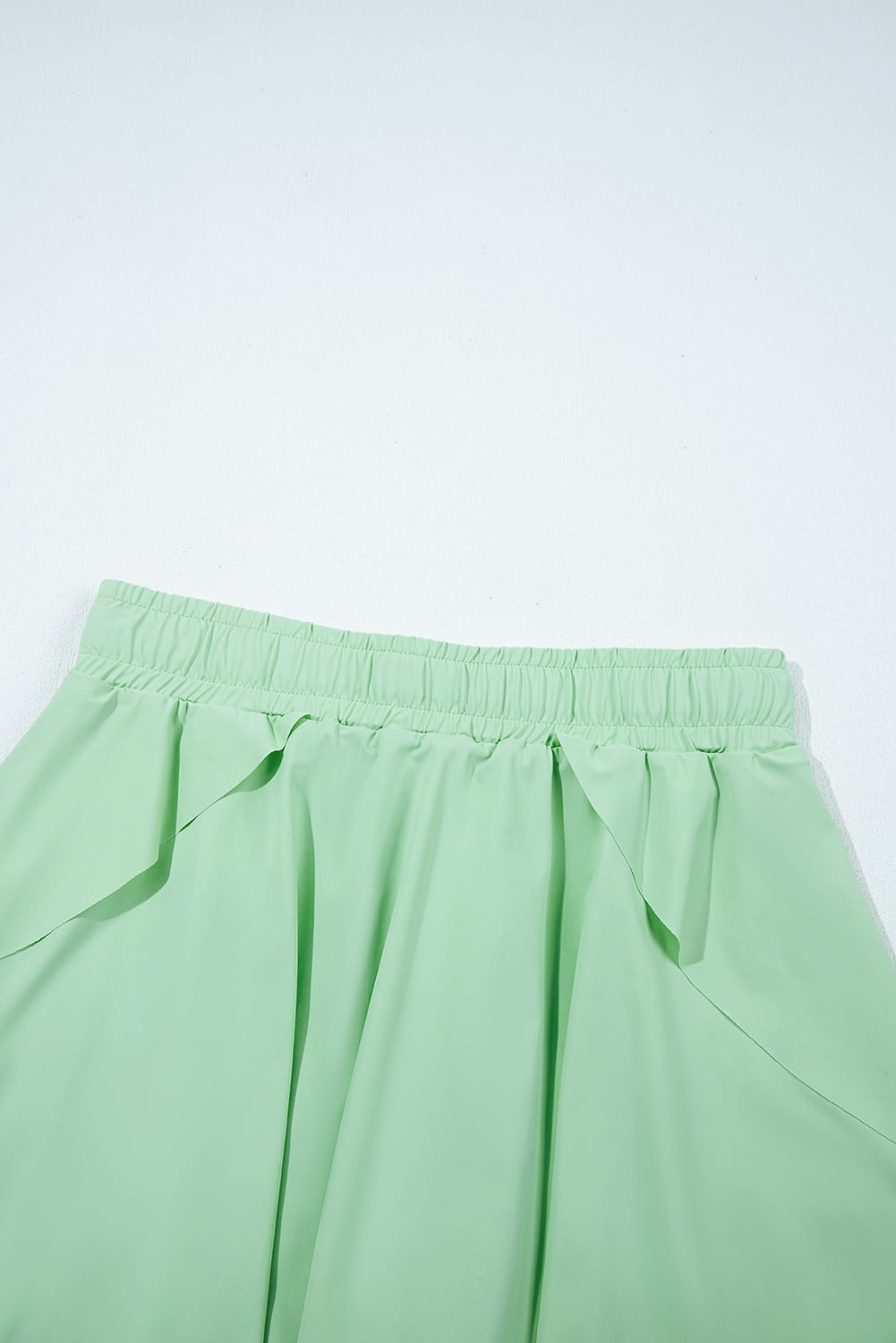 Light Green Drawstring Elastic Waistband Lined Tennis Skorts