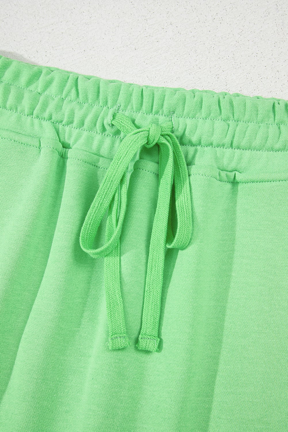 Light Green French Terry Drawstring Elastic Waistband Mini Skort with Pockets