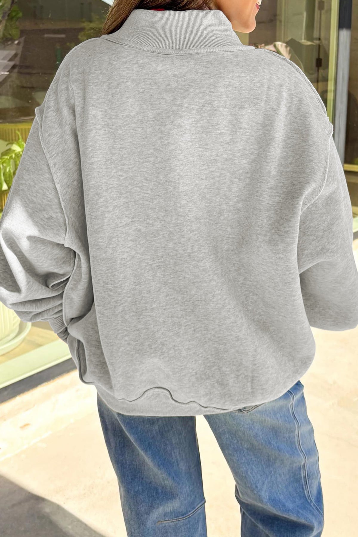 Light Grey Christmas Slogan High Neck Customized Sweatshirt
