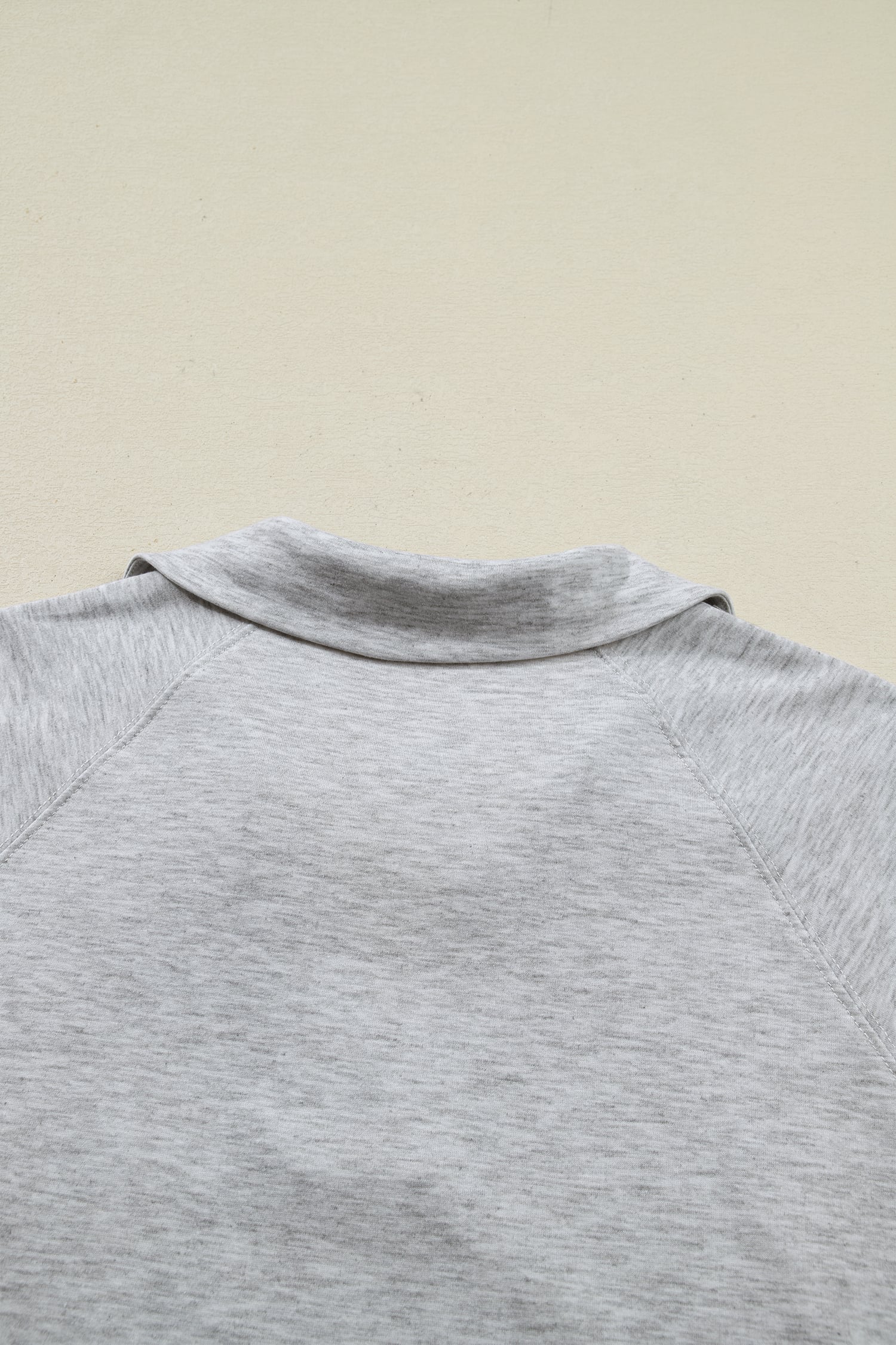 Light Grey Collared V Neck Tee Drawstring Elastic Waist Shorts 2pcs Outfit