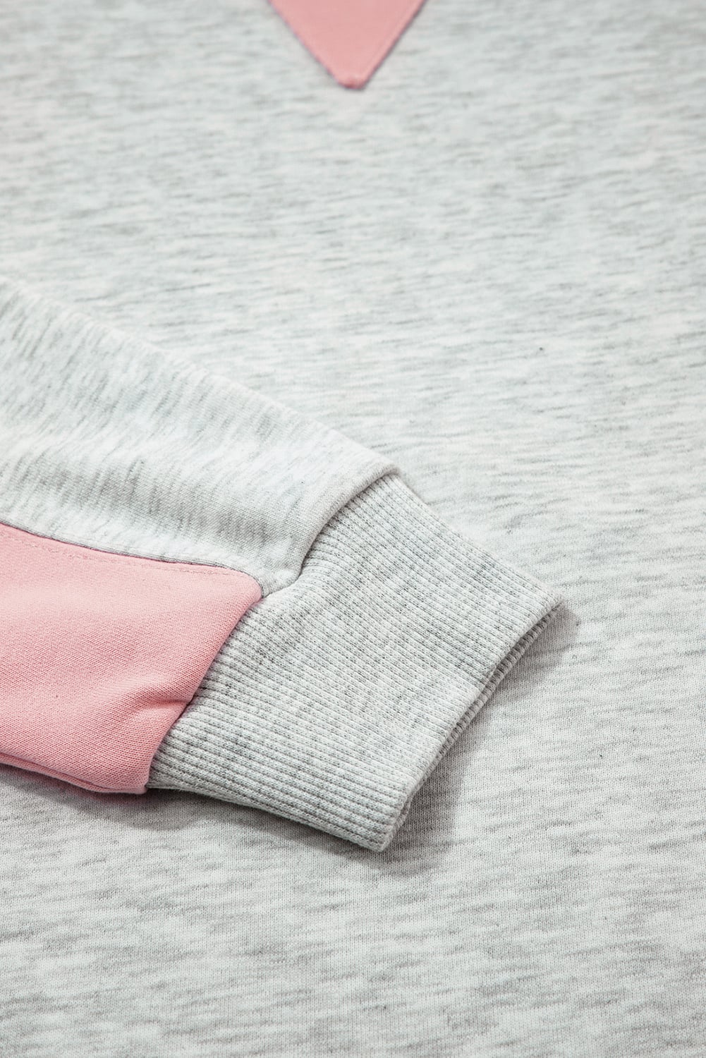 Light Grey Color Block Raw Hem Pullover and Casual Shorts Set