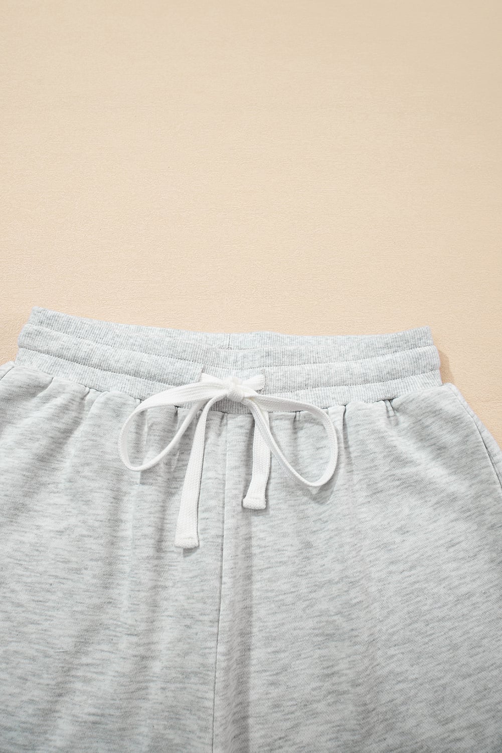 Light Grey Color Block Raw Hem Pullover and Casual Shorts Set
