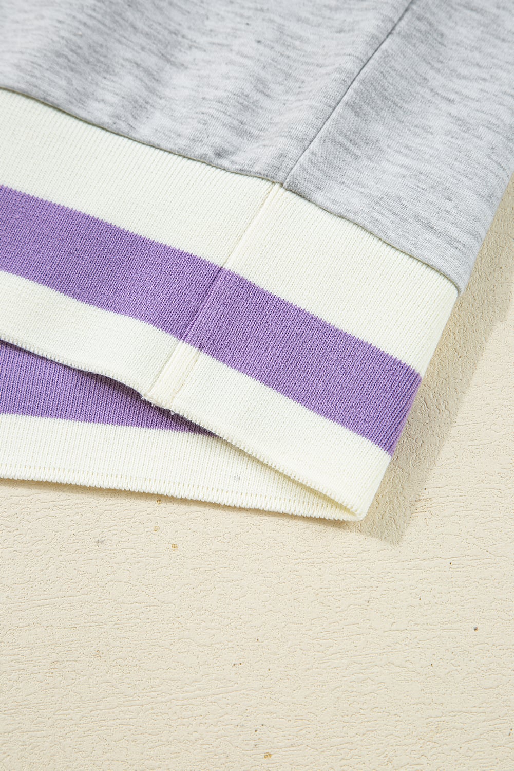 Light Grey Contrast Striped Bands Cropped Pullover and Athletic Short Set