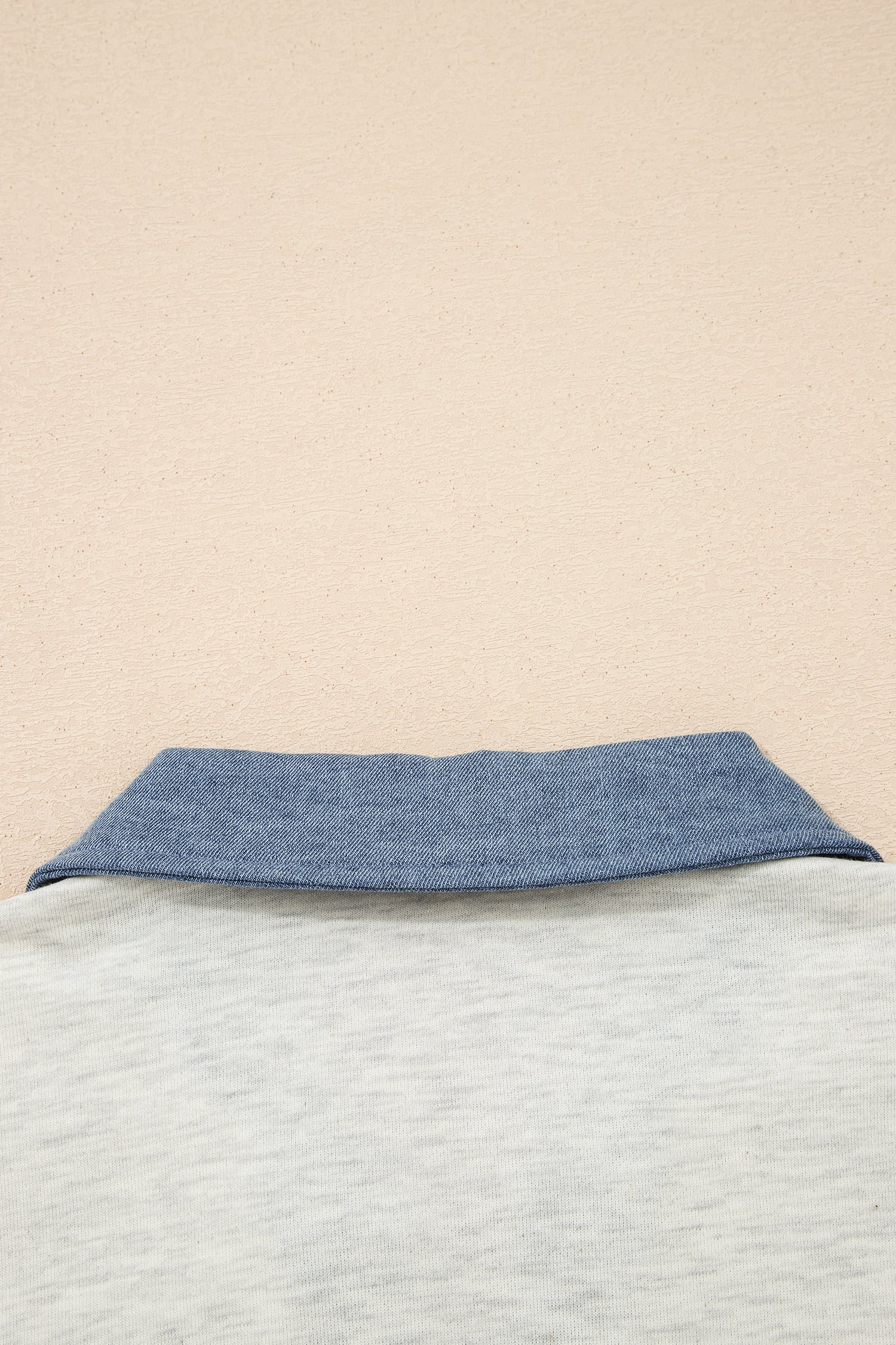 Light Grey Denim Color Block Patchwork Button Polo Collar T Shirt Tunic Dress