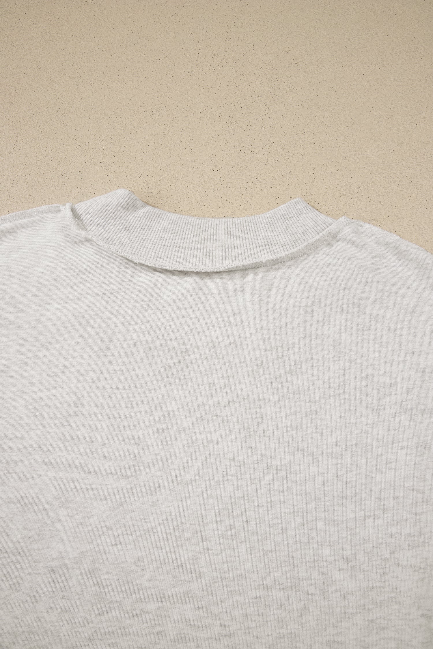 Light Grey Exposed Seam Detail Mock Neck Tee
