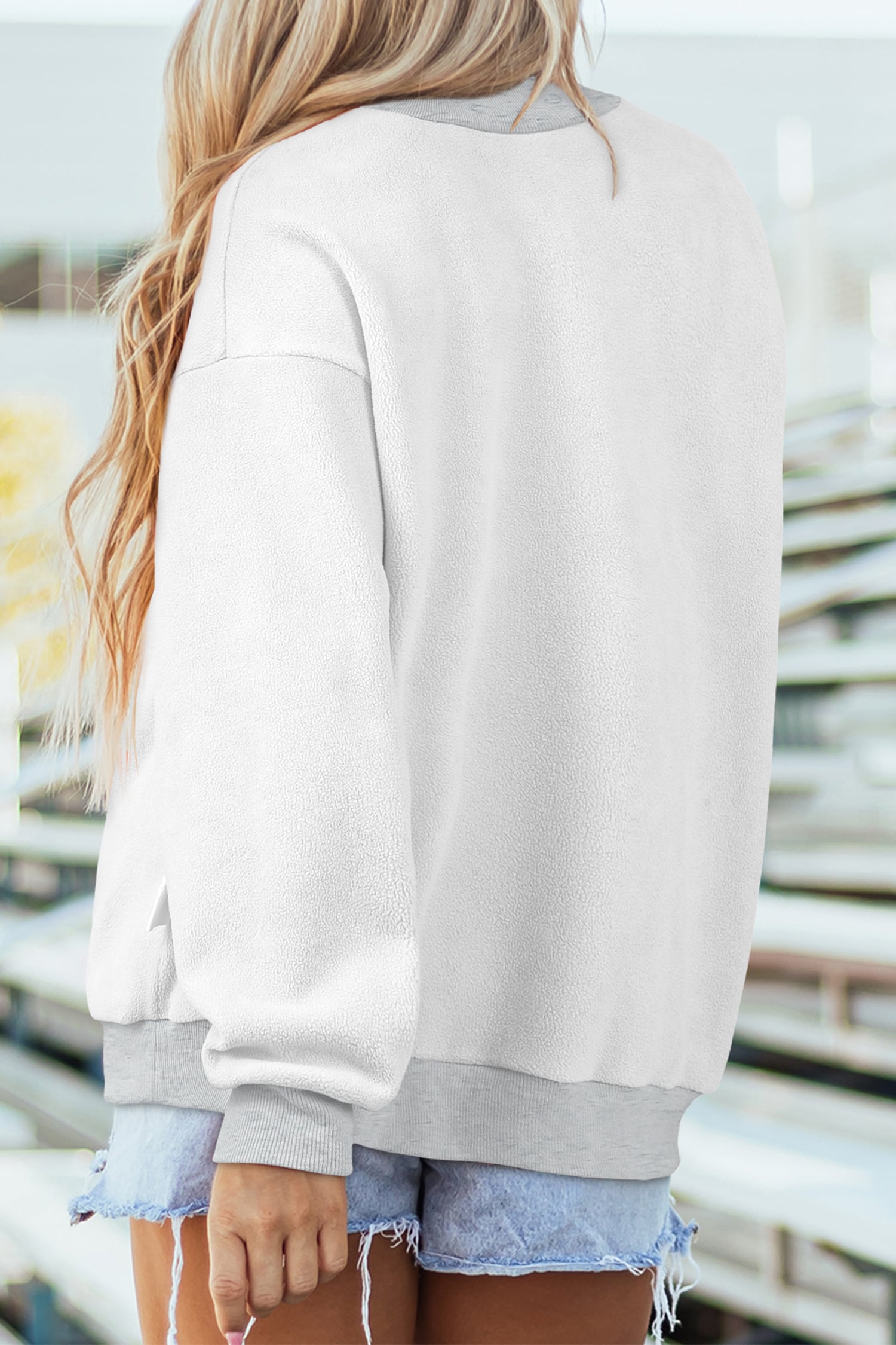 Light Grey FOOTBALL GAMEDAY Double Side Printed High Neck Reversible Sweatshirt