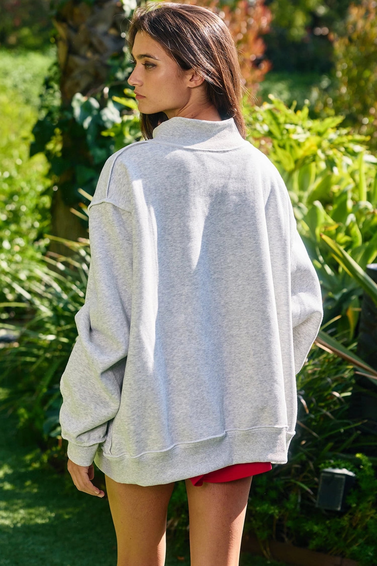 Light Grey FREEDOM/ LEGACY Double Side Printed Reversible Mock Neck Sweatshirt