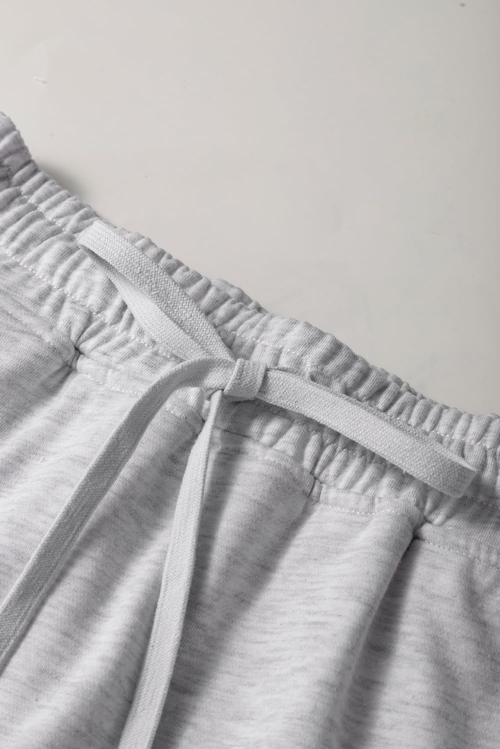 Light Grey French Terry Drawstring Elastic Waistband Mini Skort with Pockets