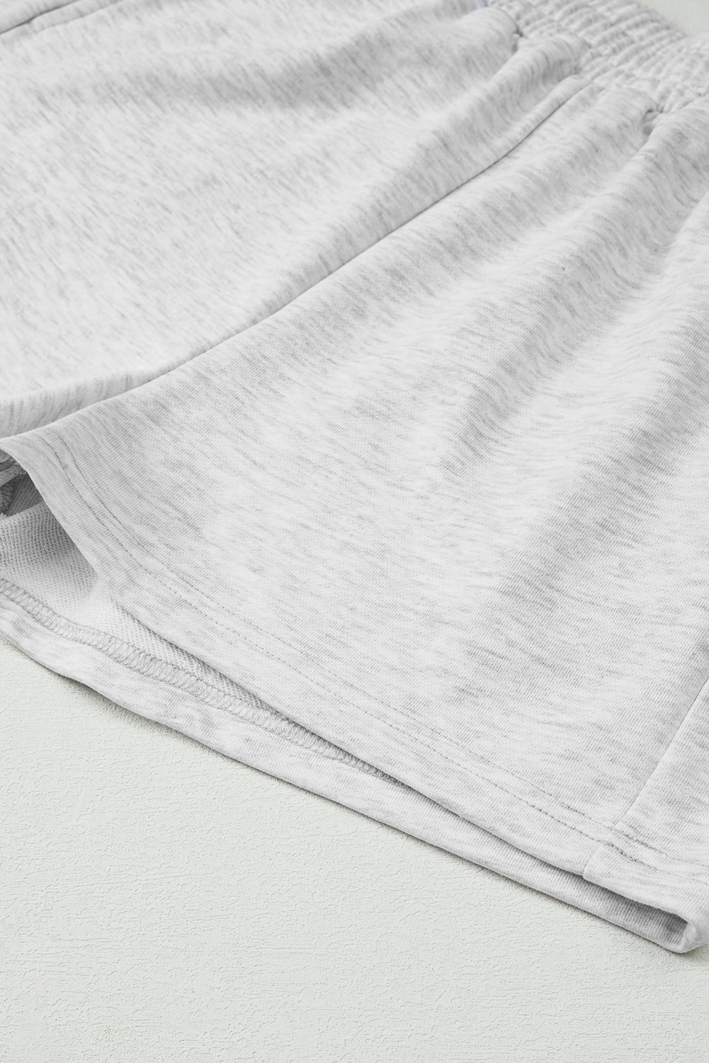 Light Grey Girly Bow Embroidered Detail Puff Sleeve Pullover 2pcs Short Set