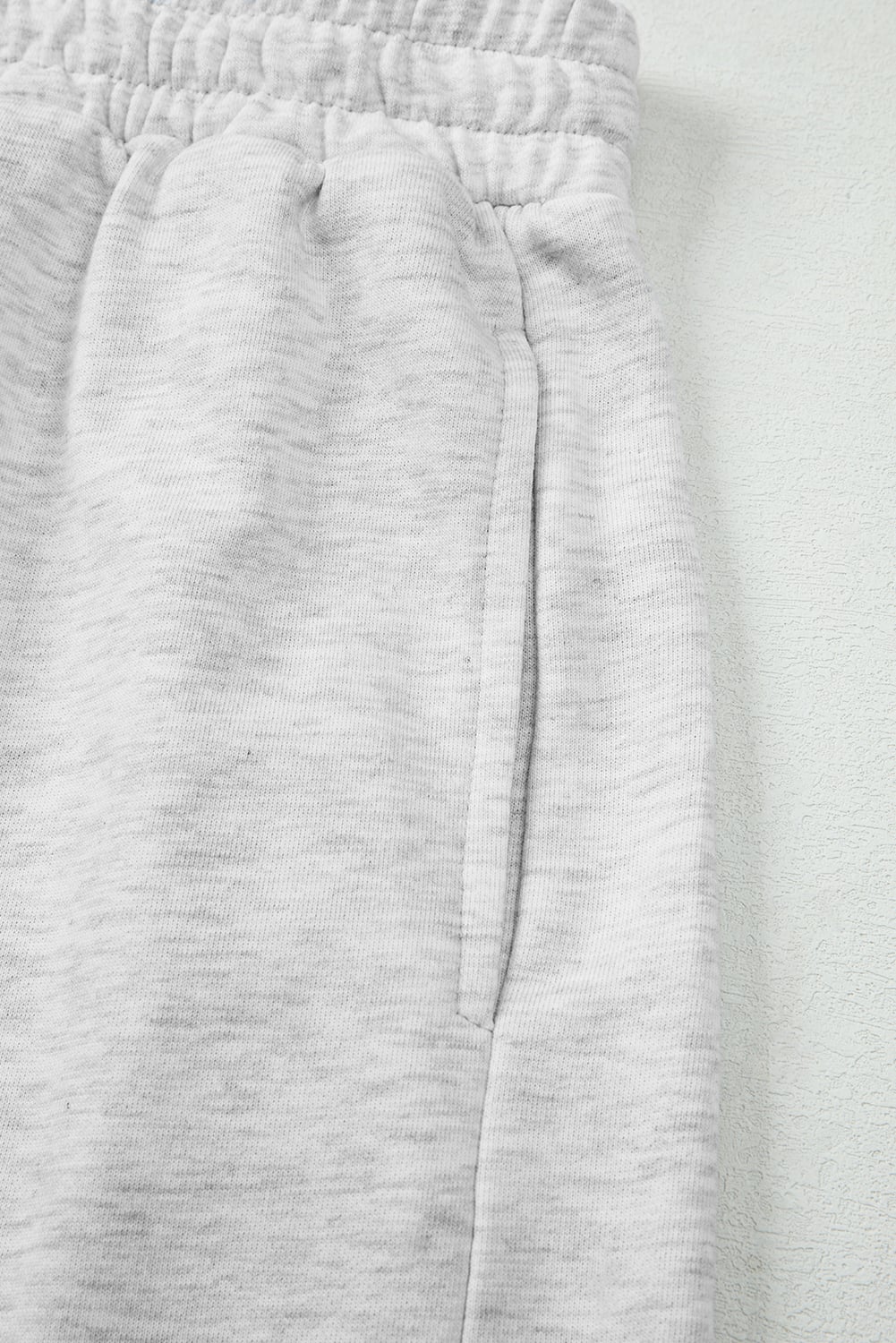 Light Grey Girly Bow Embroidered Detail Puff Sleeve Pullover 2pcs Short Set