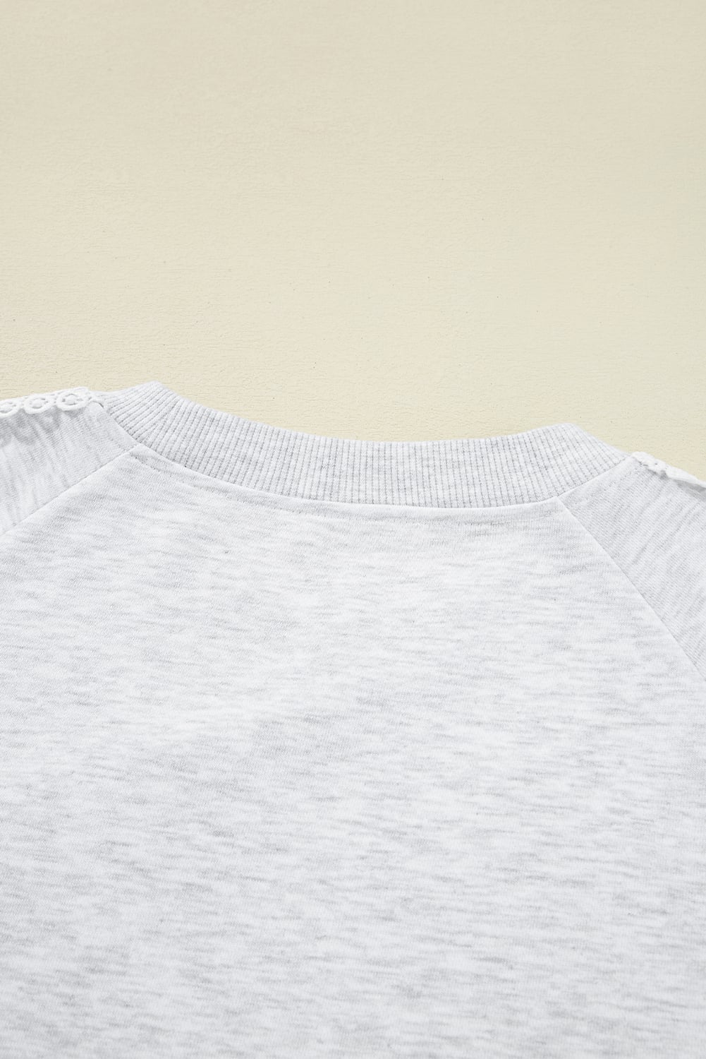 Light Grey Lace Patchwork Raglan Sleeve Crew Neck Sweatshirt