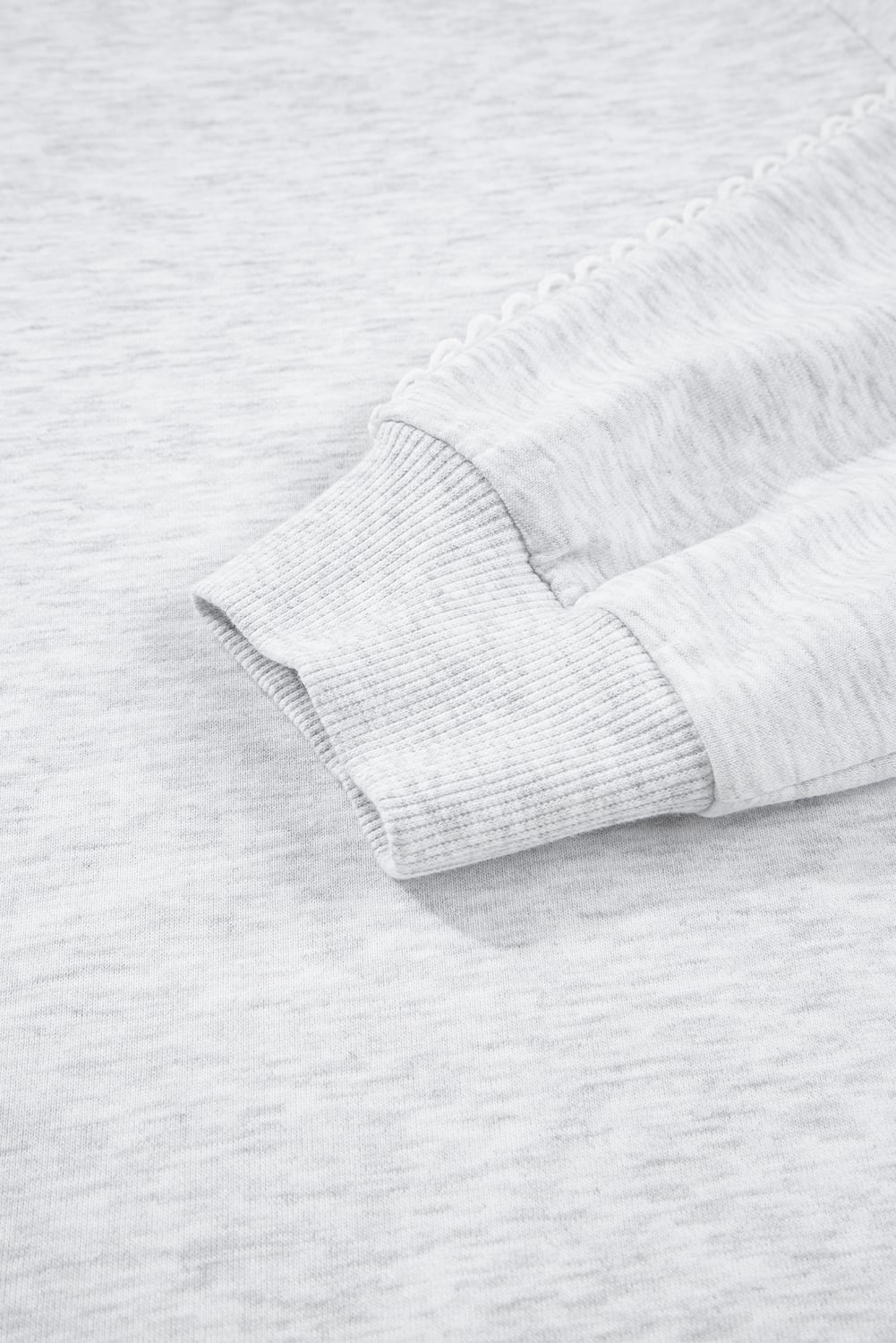 Light Grey Lace Patchwork Raglan Sleeve Crew Neck Sweatshirt