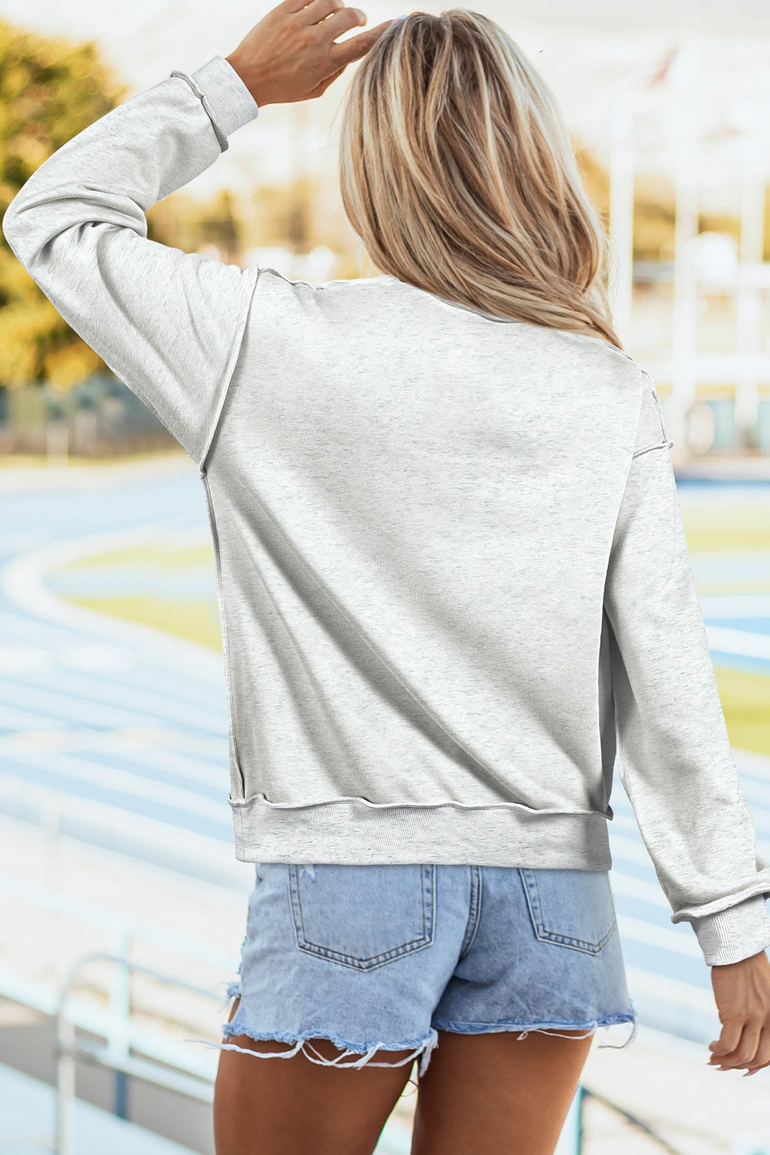 Light Grey LOUISIANA/ TIGERS Double Side Printed High Neck Reversible Sweatshirt