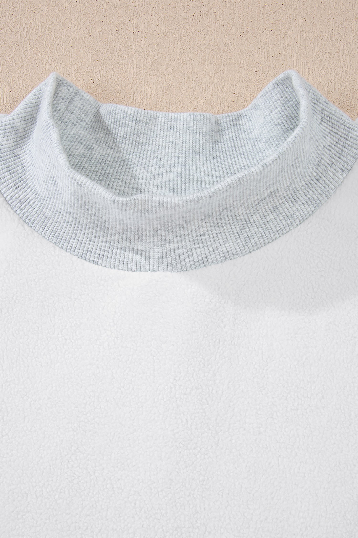 Light Grey Oversize Drop Shoulder Reversible Mock Neck Sweatshirt