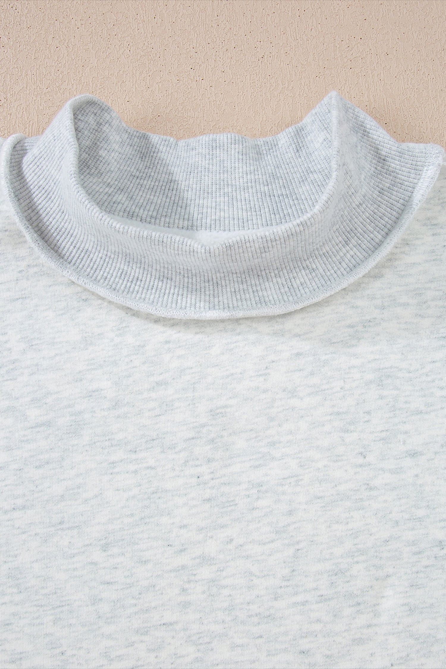 Light Grey Oversize Drop Shoulder Reversible Mock Neck Sweatshirt