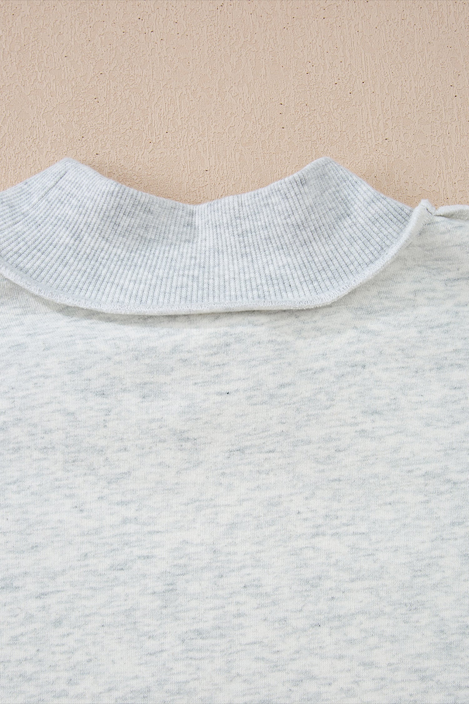 Light Grey Oversize Drop Shoulder Reversible Mock Neck Sweatshirt