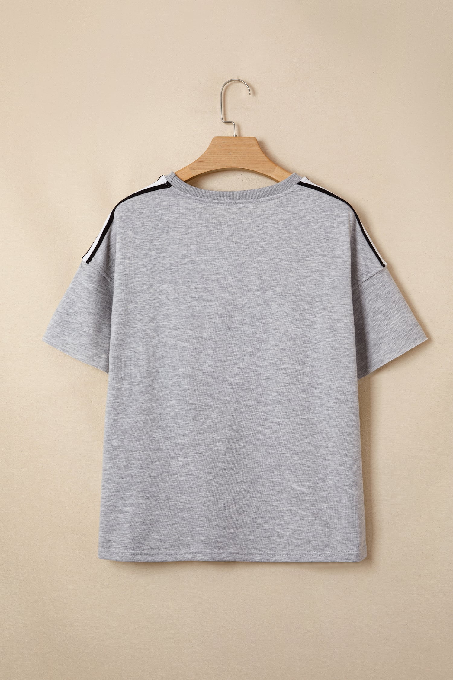 Light Grey Patchwork Detail Raw Edge Oversize Tee