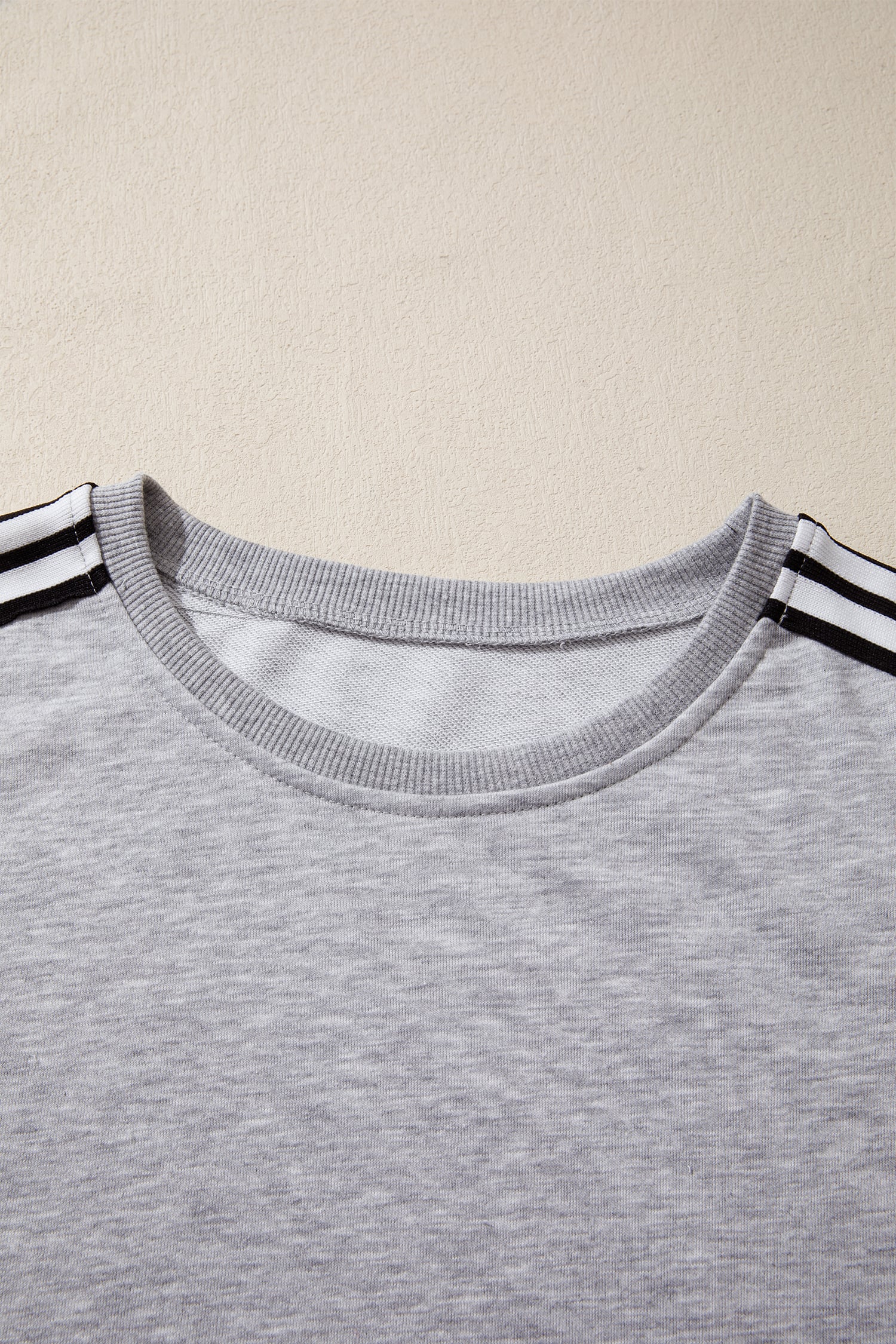Light Grey Patchwork Detail Raw Edge Oversize Tee