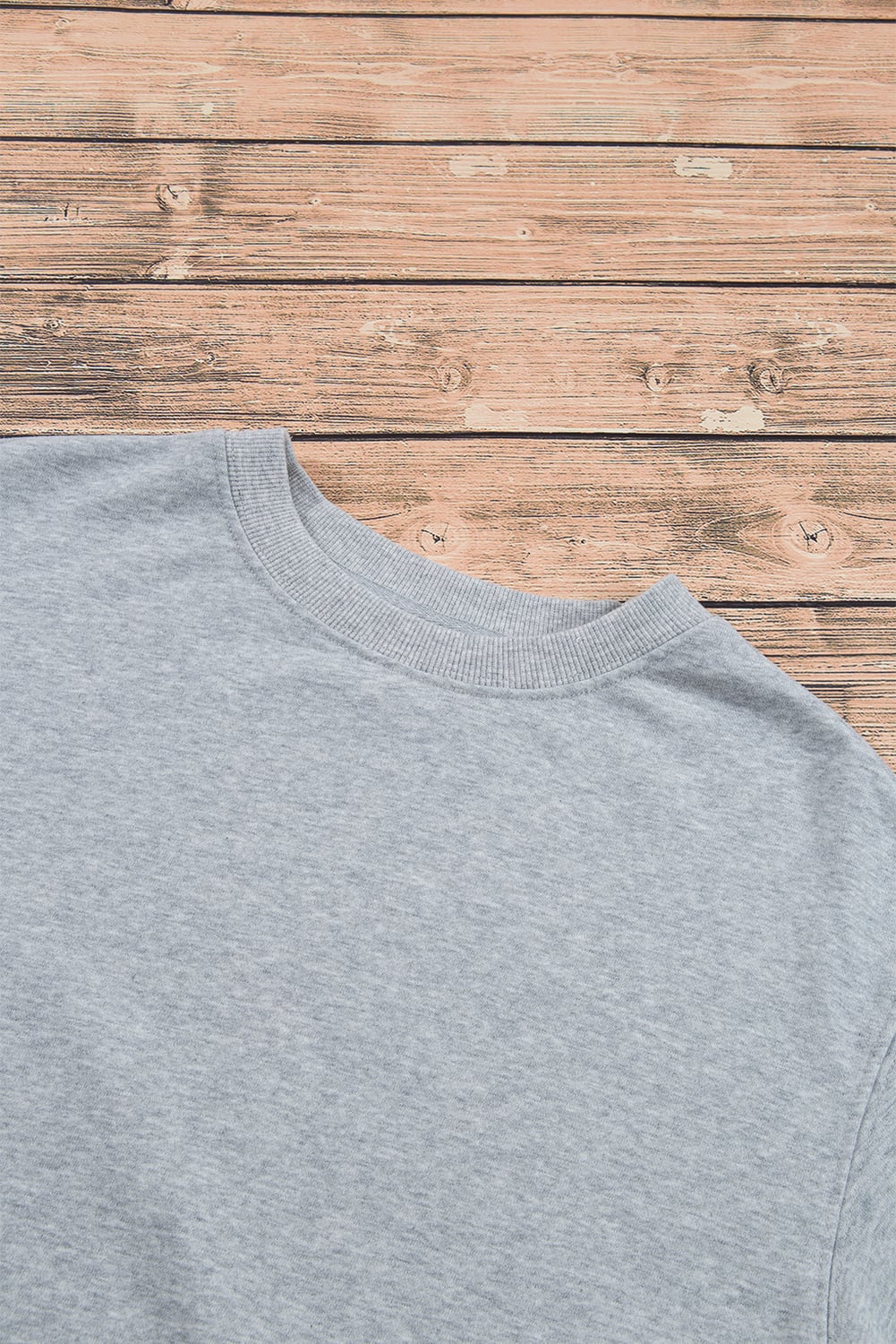 Light Grey Plain Drop Shoulder Crewneck Pullover Sweatshirt