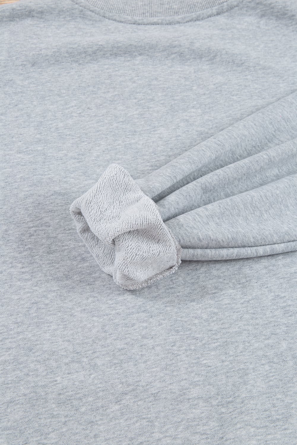 Light Grey Plain Drop Shoulder Crewneck Pullover Sweatshirt