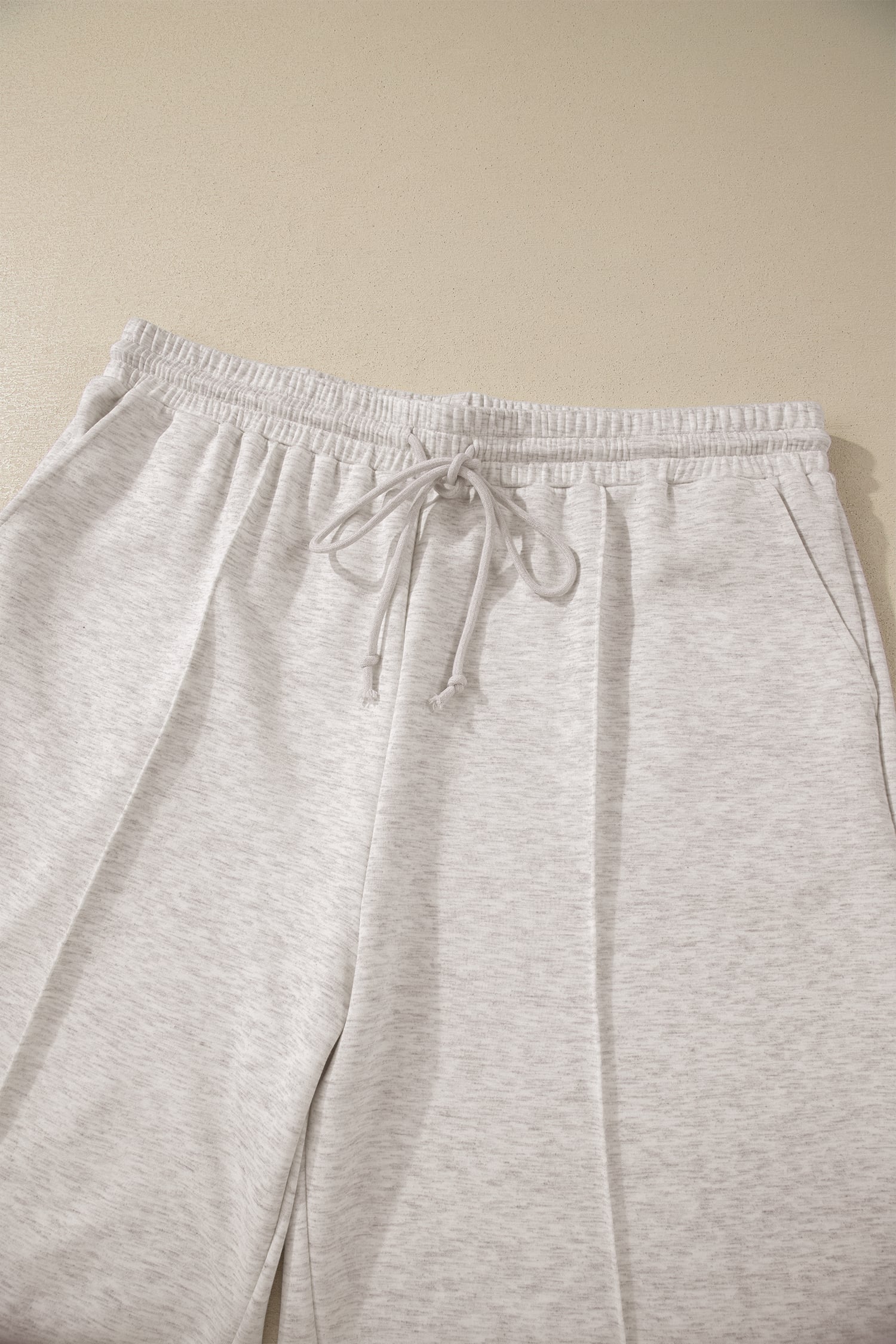 Light Grey Plus Size V Neck Polo Tee Drawstring Loose Pants 2pcs Set