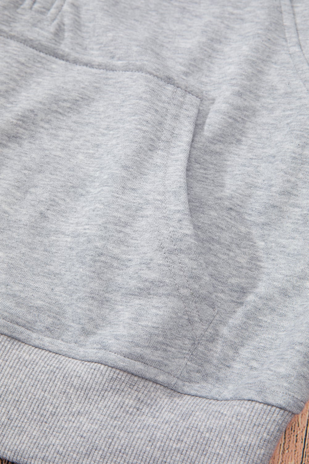 Light Grey Quarter Zip Stand Neck Kangaroo Pocket Sweatshirt