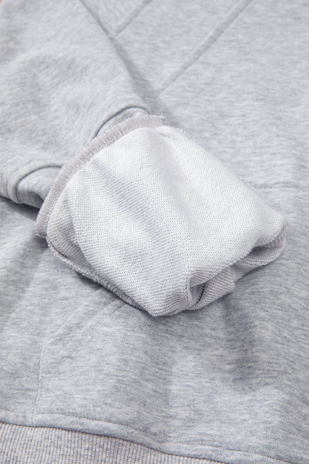 Light Grey Quarter Zip Stand Neck Kangaroo Pocket Sweatshirt