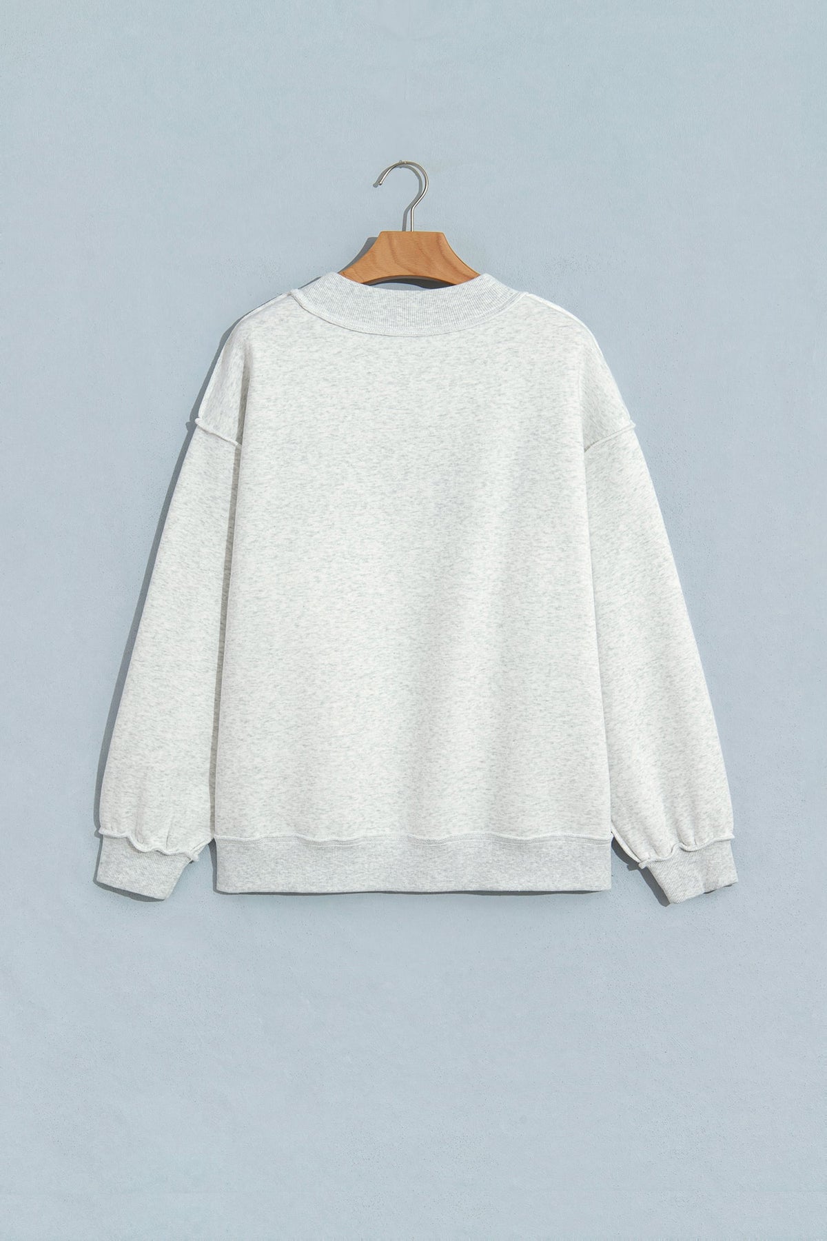 Light Grey Reversible Christian Faith Print Mock Neck Pullover Sweatshirt
