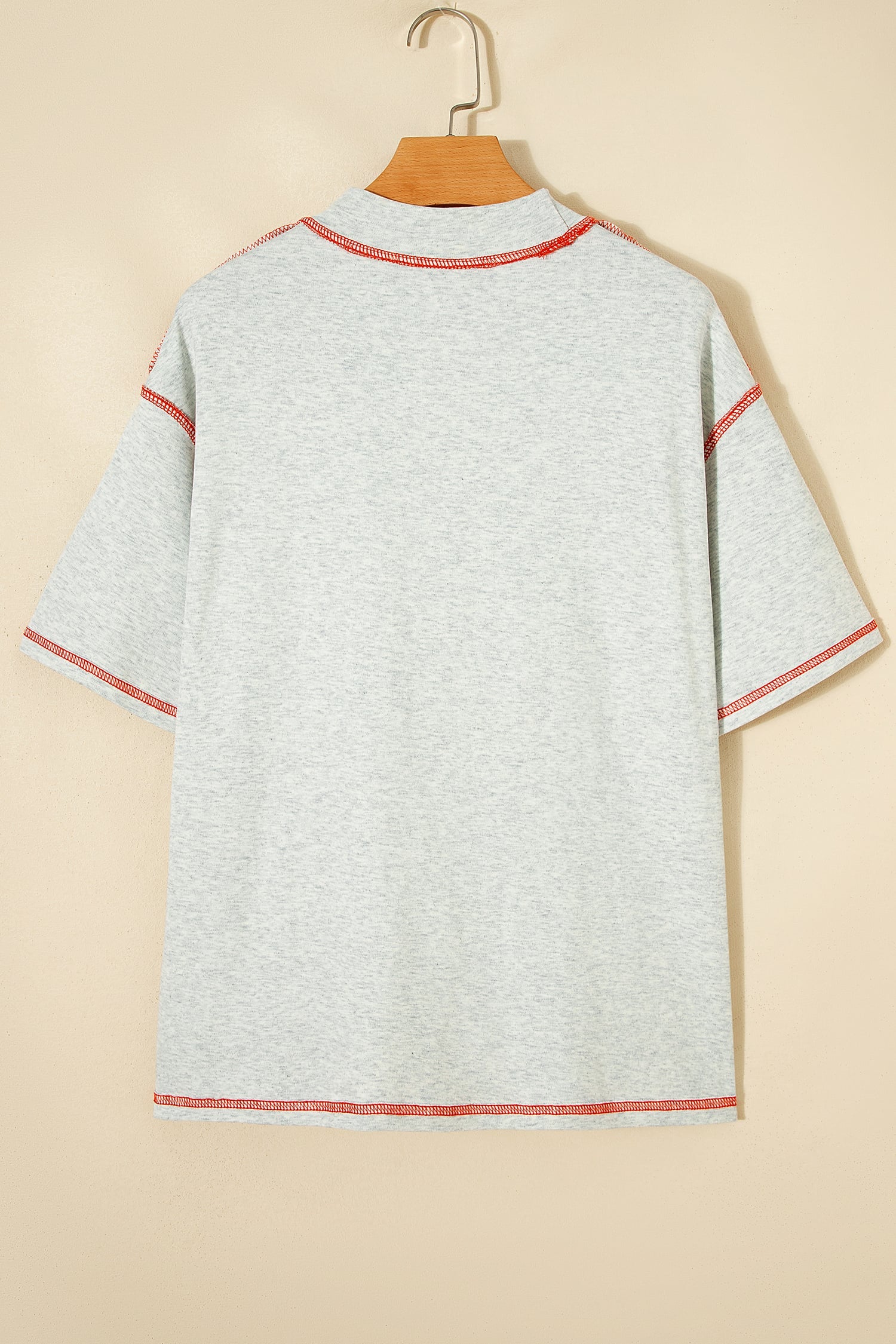 Light Grey Reversible Contrast-Stitched T-Shirt