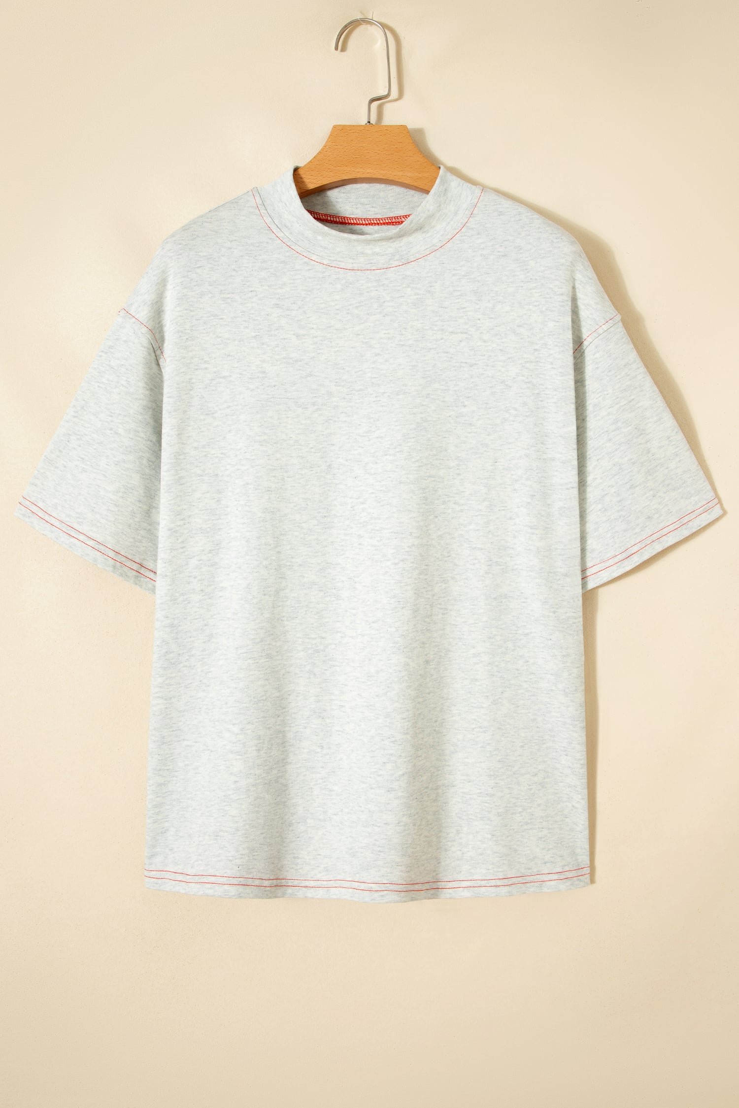 Light Grey Reversible Contrast-Stitched T-Shirt