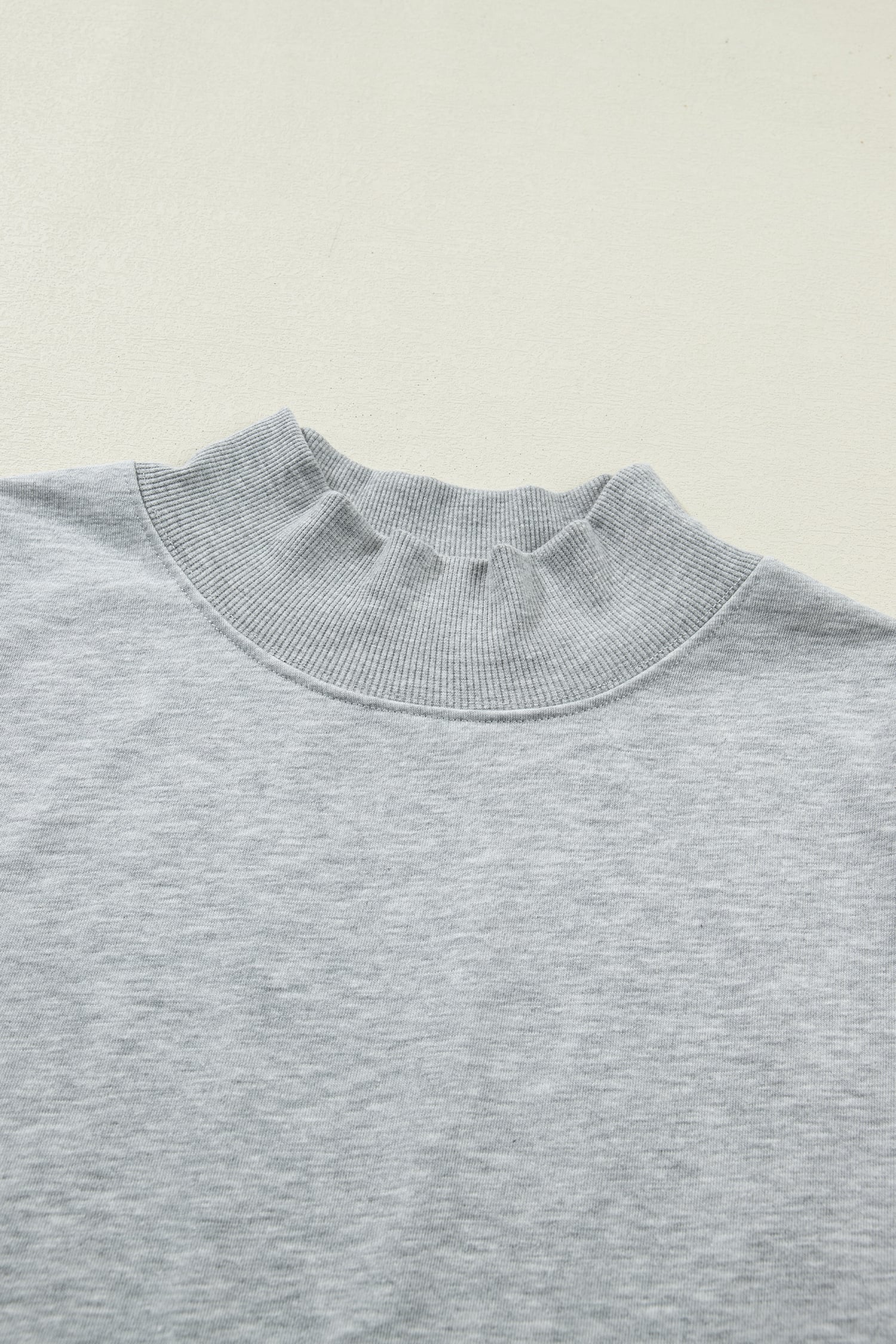 Light Grey Solid Color High Neck Cap Sleeve Loose Top