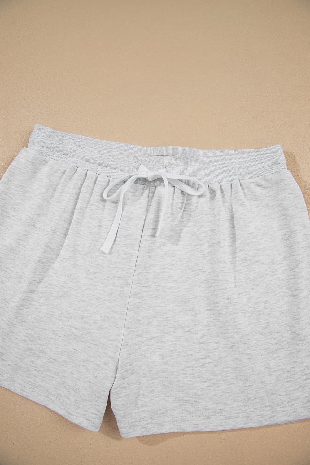 Light Grey Uneven Hem Colorblock Pullover Casual Shorts Plus Size 2pcs Outfit
