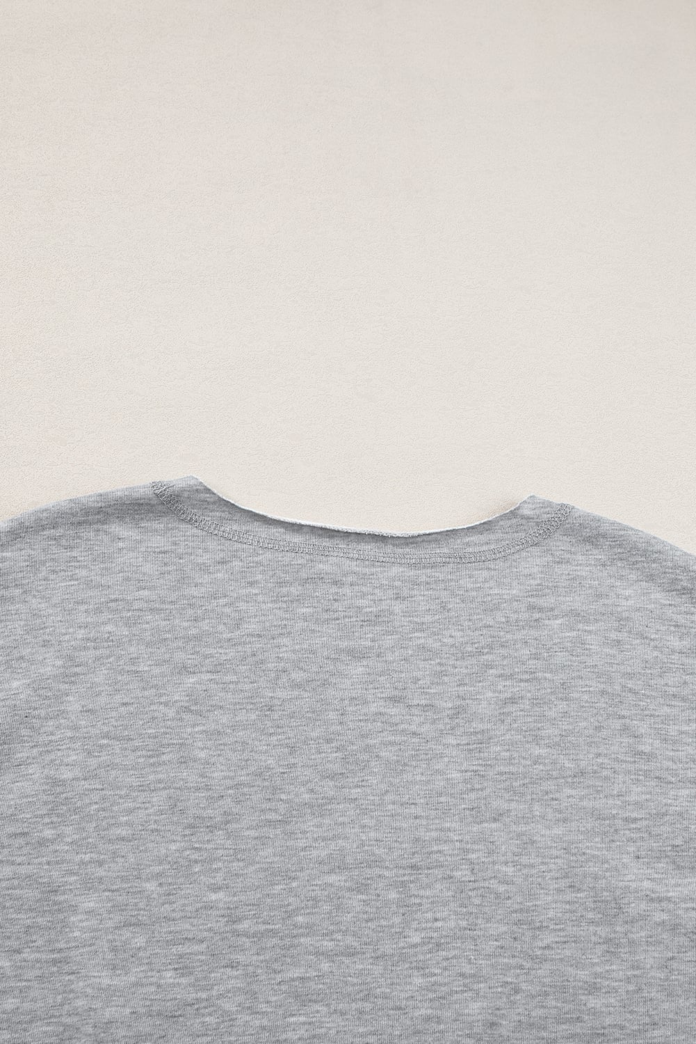 Light Grey USA Lettering Patch Notched Neck Loose Tee