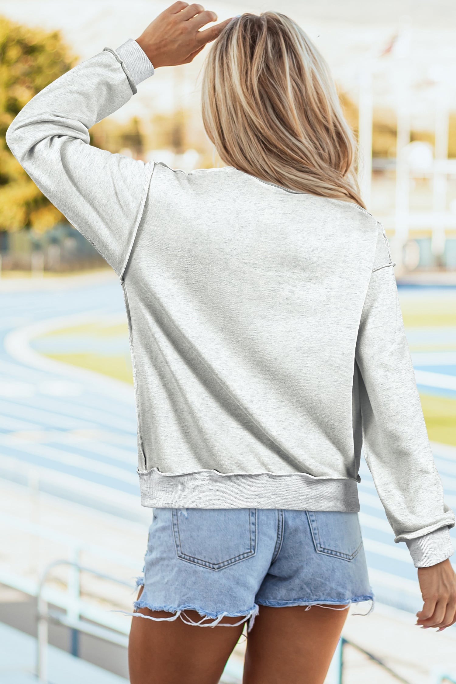 Light Grey WARDAMN/ TIGERS Double Side Printed High Neck Reversible Baggy Sweatshirt