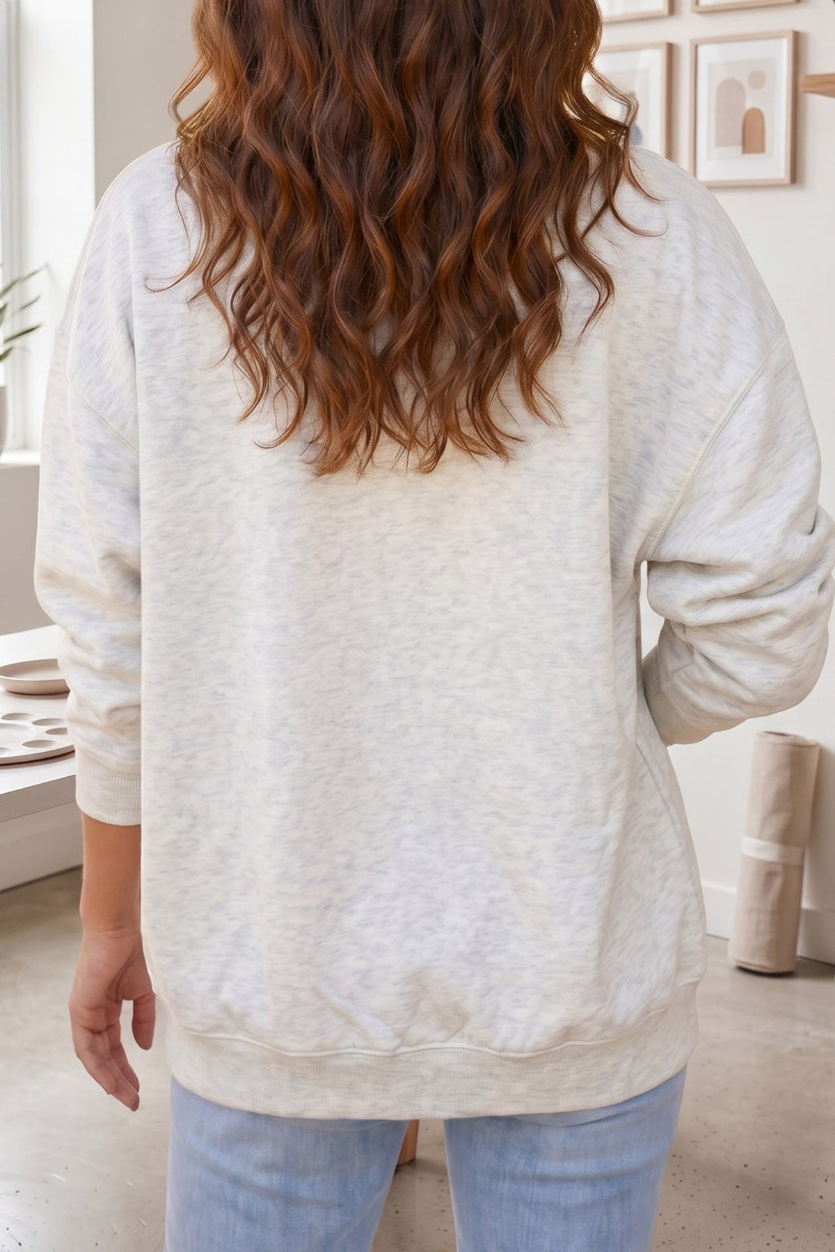 Light Grey WWJD Polka Dot Letter Print Open Front Tunic Sweatshirt