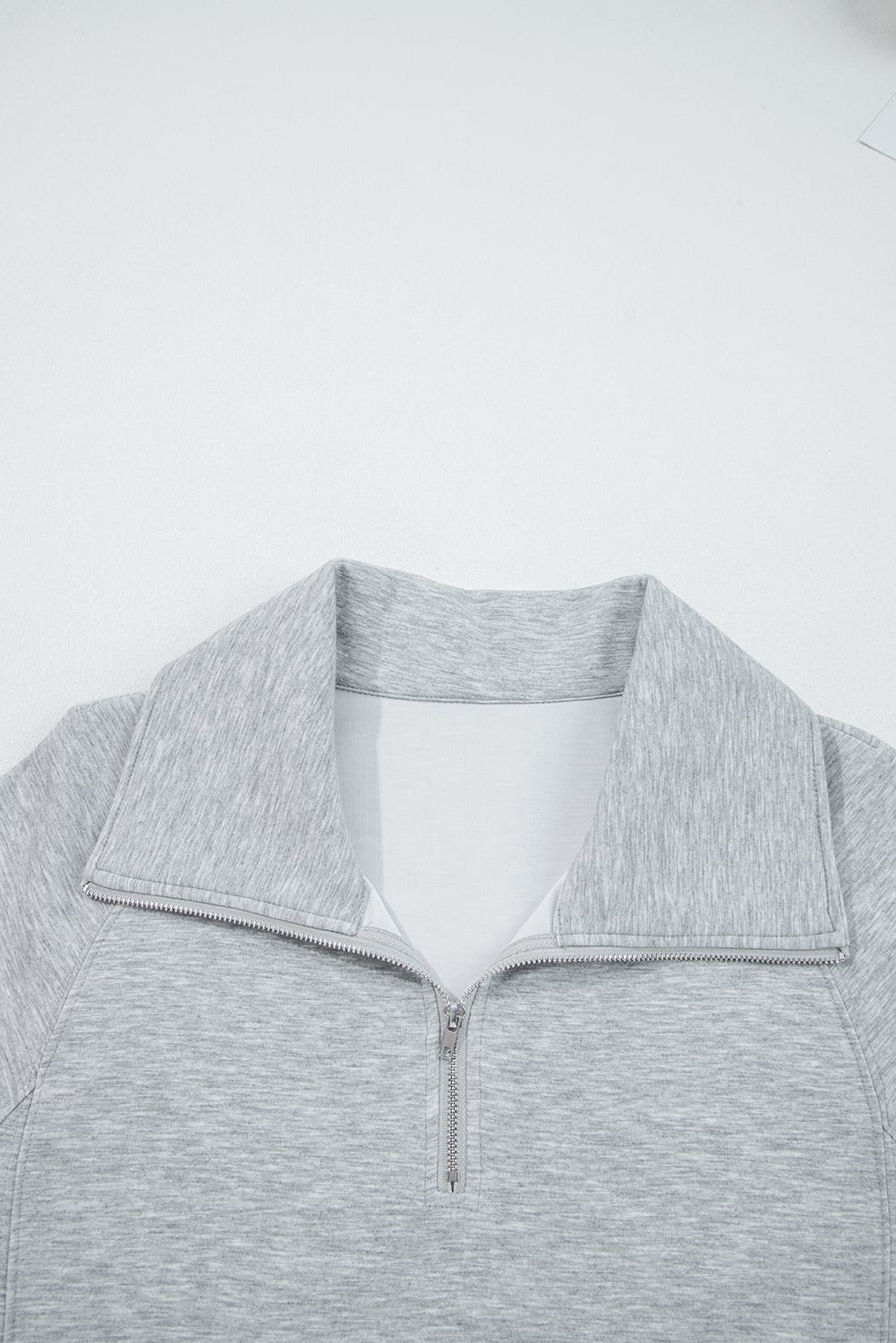 Light Grey Zip Collar Long Sleeve Top Drawstring Pants Set