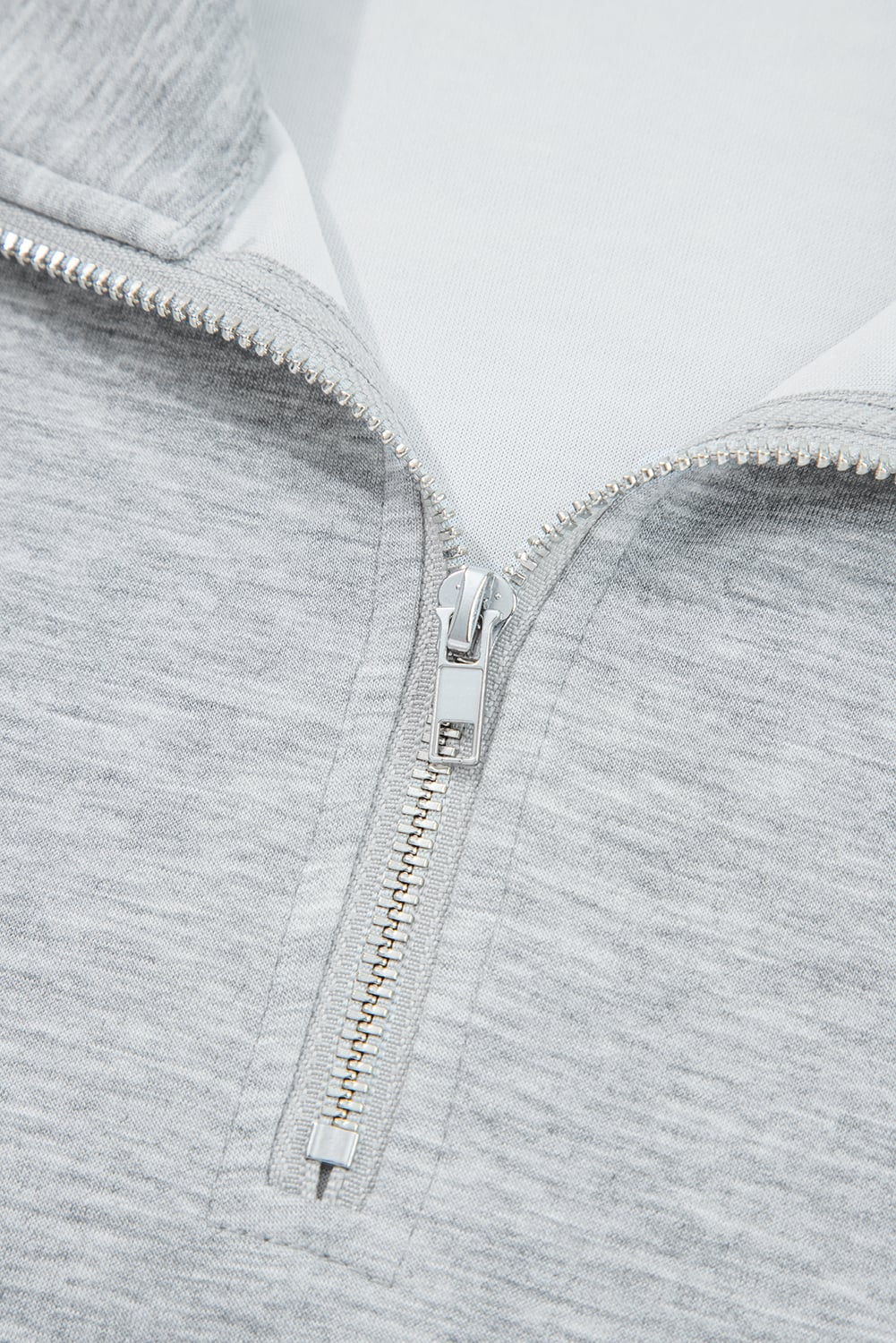 Light Grey Zip Collar Long Sleeve Top Drawstring Pants Set