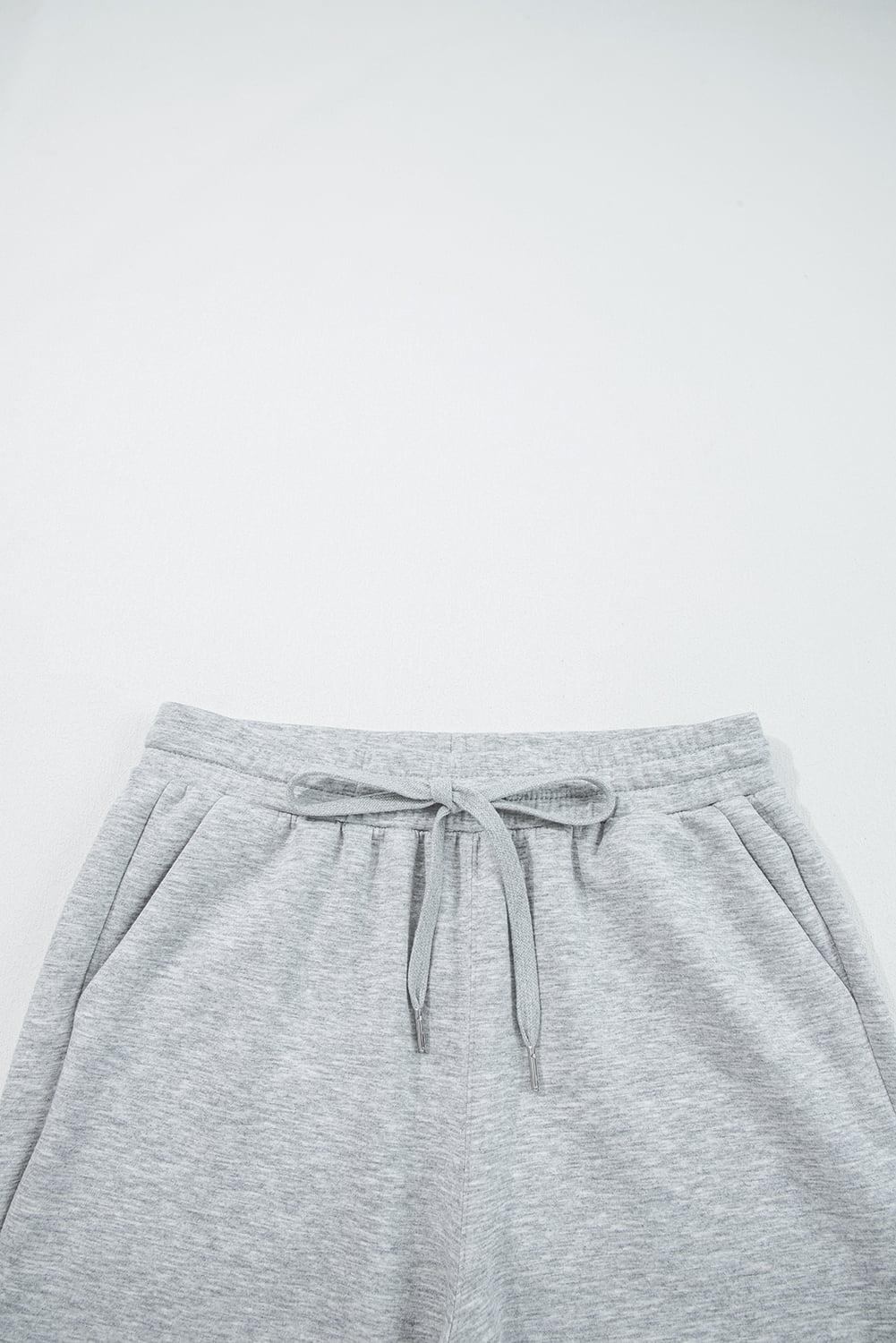Light Grey Zip Collar Long Sleeve Top Drawstring Pants Set