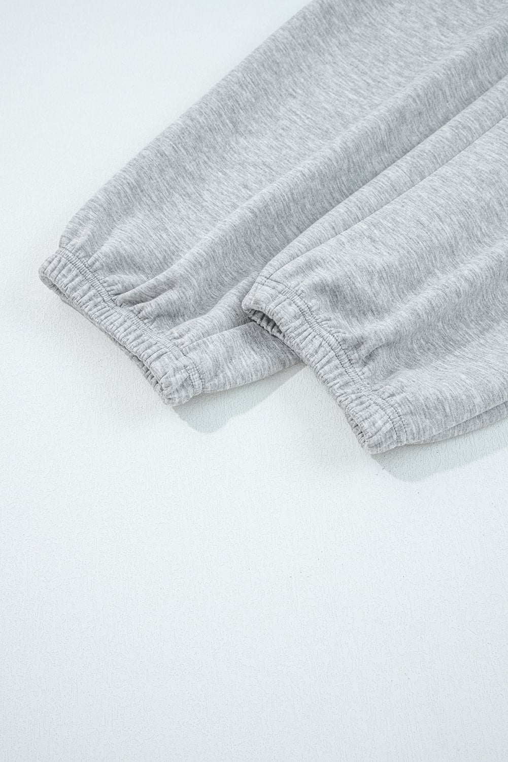 Light Grey Zip Collar Long Sleeve Top Drawstring Pants Set