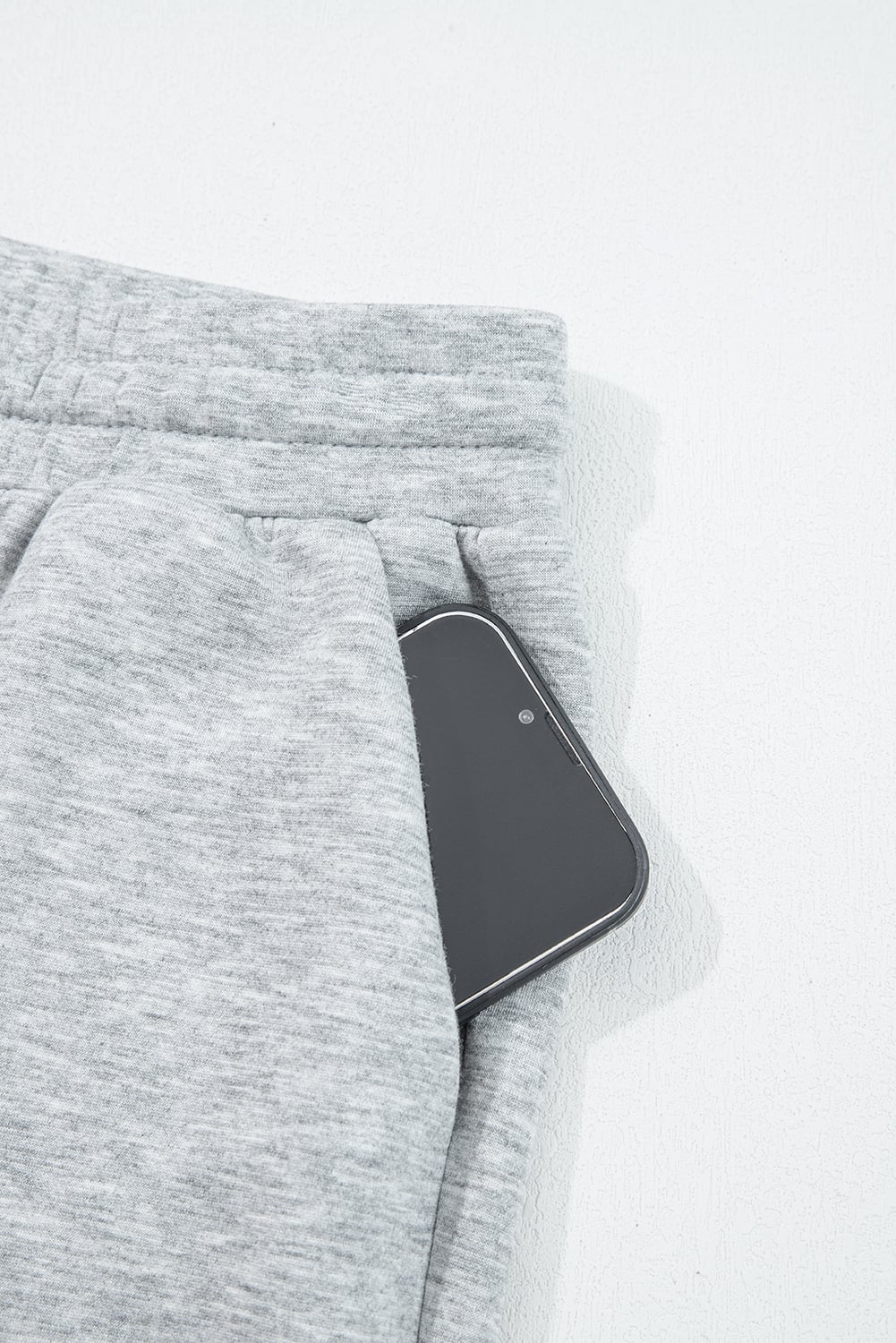 Light Grey Zip Collar Long Sleeve Top Drawstring Pants Set