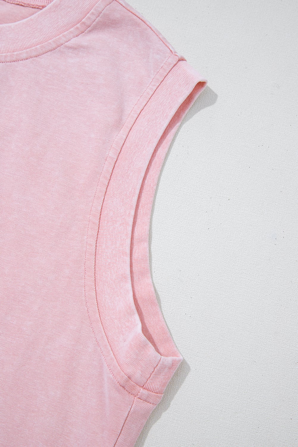 Light Pink Solid Color Washed Sleeveless Top Split Skort Cotton 2pcs Outfit