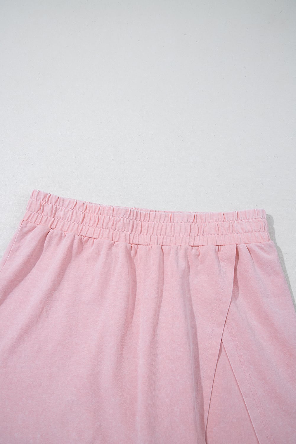 Light Pink Solid Color Washed Sleeveless Top Split Skort Cotton 2pcs Outfit